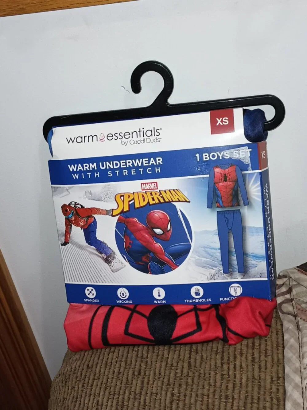NEW Climateright By Cuddl Duds Spider-Man Boys Thermal Set S (6-7)